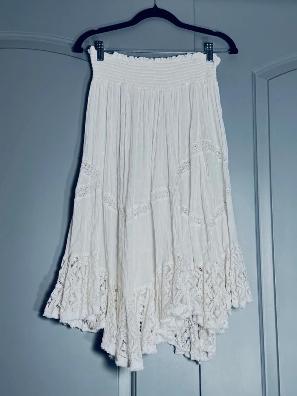 FREE-EST by Free people White Lace Trimmed Skirt Sz S